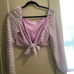 Super Down purple tied lace top